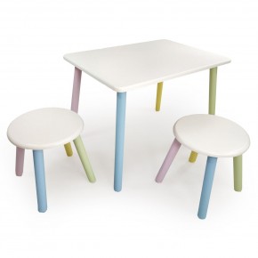 Детский комплект стол и два табурета круглых  (Белый, Белый, Цветной) в Можге - mozhga.mebel-74.com | фото