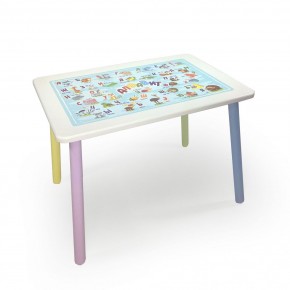 Детский стол с накладкой Алфавит (Белый/Цветной) в Можге - mozhga.mebel-74.com | фото