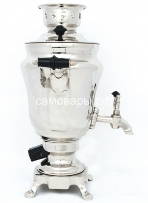 Электрический самовар из латуни никелированный на 1,5 литра форма "Тюльпан" с защитой от выкипания в Можге - mozhga.mebel-74.com | фото