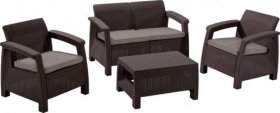 Комплект мебели Корфу сет (Corfu set) коричневый - серо-бежевый * в Можге - mozhga.mebel-74.com | фото