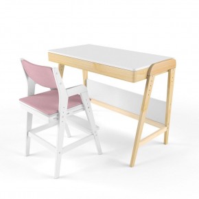 Комплект растущий стол и стул с чехлом 38 попугаев «Вуди» (Белый, Белый, Розовый) в Можге - mozhga.mebel-74.com | фото