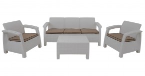 Комплект уличной мебели Yalta Premium Terrace Triple Set (Ялта) белый (+подушки под спину) в Можге - mozhga.mebel-74.com | фото
