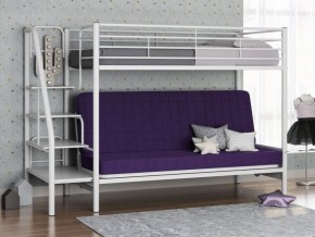 Кровать двухъярусная с диваном "Мадлен-3" (Белый/Фиолетовы) в Можге - mozhga.mebel-74.com | фото