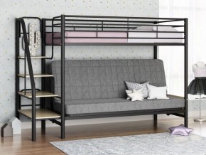 Кровать двухъярусная с диваном "Мадлен-3" (Черный/Серый) в Можге - mozhga.mebel-74.com | фото