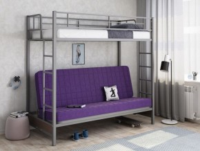 Кровать двухъярусная с диваном "Мадлен" (Серый/Фиолетовый) в Можге - mozhga.mebel-74.com | фото