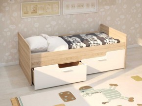 Кровать Умка К-001 + ящики (Дуб Сонома/Белый глянец) в Можге - mozhga.mebel-74.com | фото