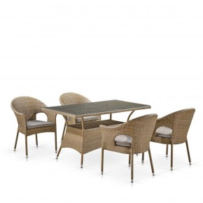 Обеденный комплект плетеной мебели T198B/Y79B-W56 Light Brown (4+1) в Можге - mozhga.mebel-74.com | фото