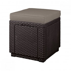 Пуфик Куб с подушкой (Cube with cushion) коричневый - серо-бежевый* в Можге - mozhga.mebel-74.com | фото