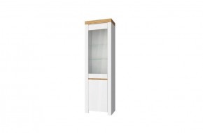 Шкаф с витриной  1V1D, TAURUS, цвет белый/дуб вотан в Можге - mozhga.mebel-74.com | фото