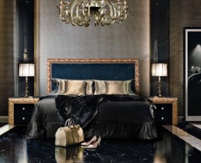 Спальный гарнитур Тиффани Premium черная/золото в Можге - mozhga.mebel-74.com | фото